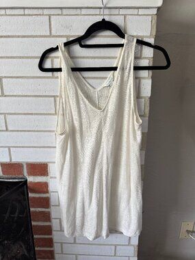 Women's Paper Bag V-Neck Boho Tank - Sundance - Cream - M